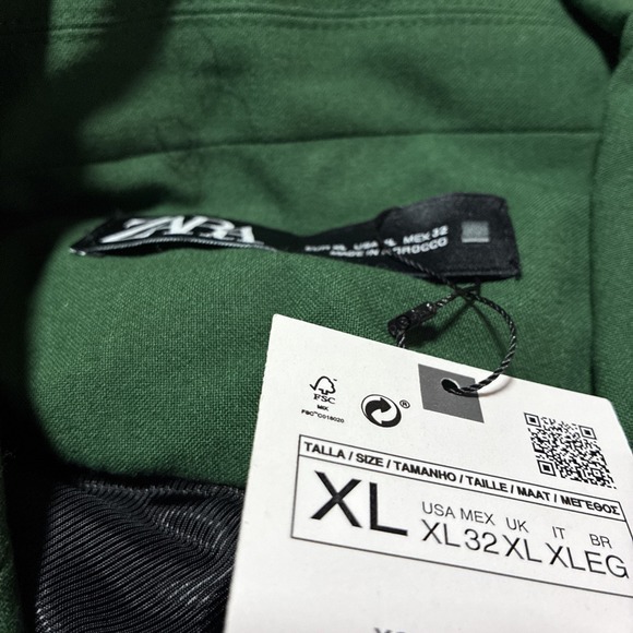 Zara Two Buttoned Dark Green Sleeveless Blazer Jacket Vest | Size XL | NWT - Picture 5 of 6